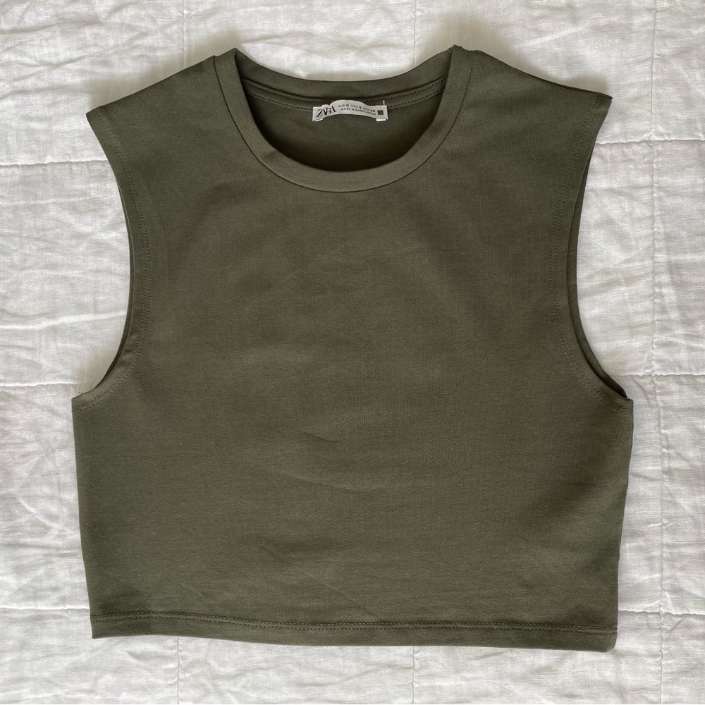 Zara Green Crop Tank Top